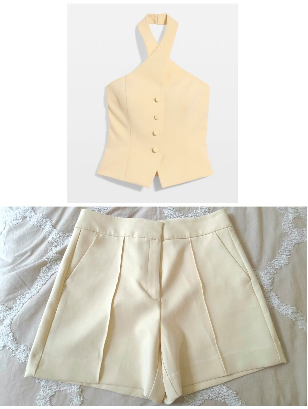 WHBM SET Yellow  Halter Vest/SHORT SIZE 8 ( Same Color )